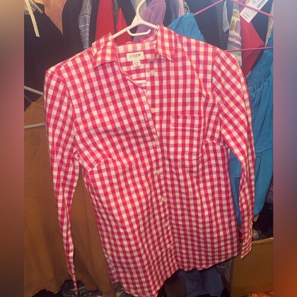 22. J. Crew • NWT $80 Pink Gingham Button Down Shirt PTP 17”-19” - Picture 2 of 2